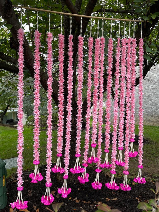 Pink Flowers w/Sola Wood Hangings
