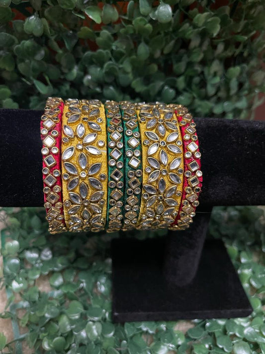 2.6 Kundan Silk Thread Bangles Set of 6 for one hand