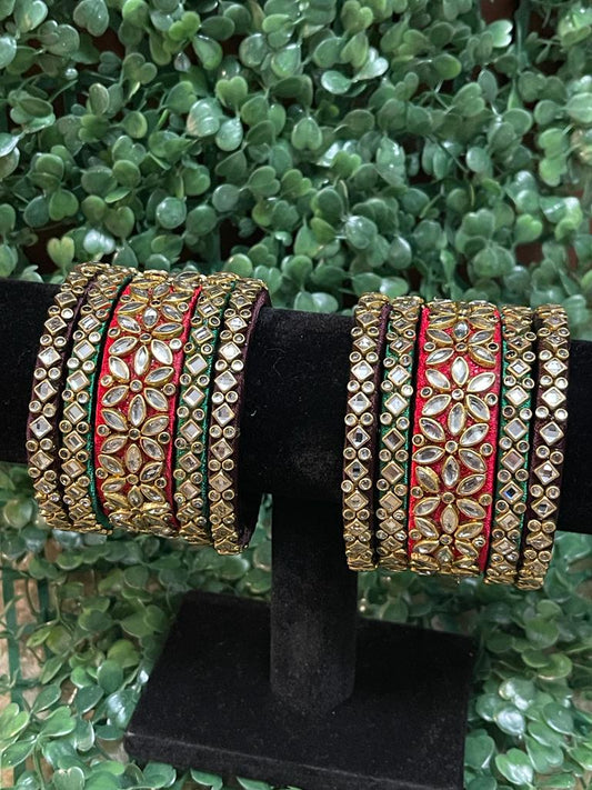 2.10 Kundan Silk Thread Bangles Set of 10