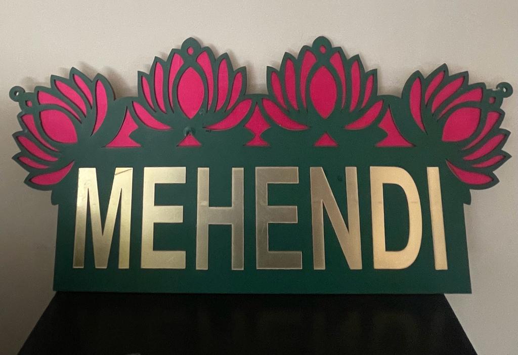 Mehendi/Haldi Rectangle Board w/Lotus
